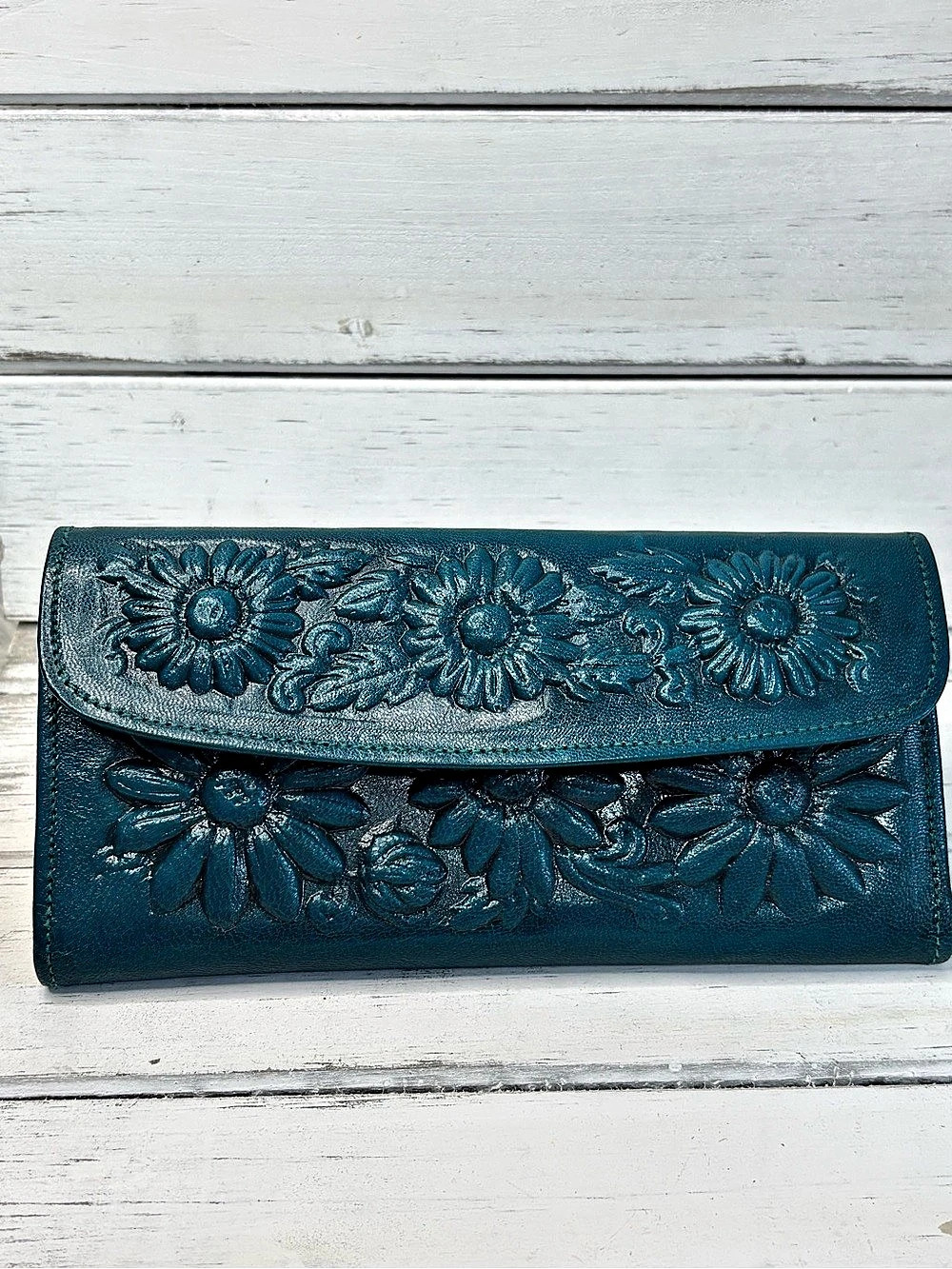 (309)Floral Wallet in Teal